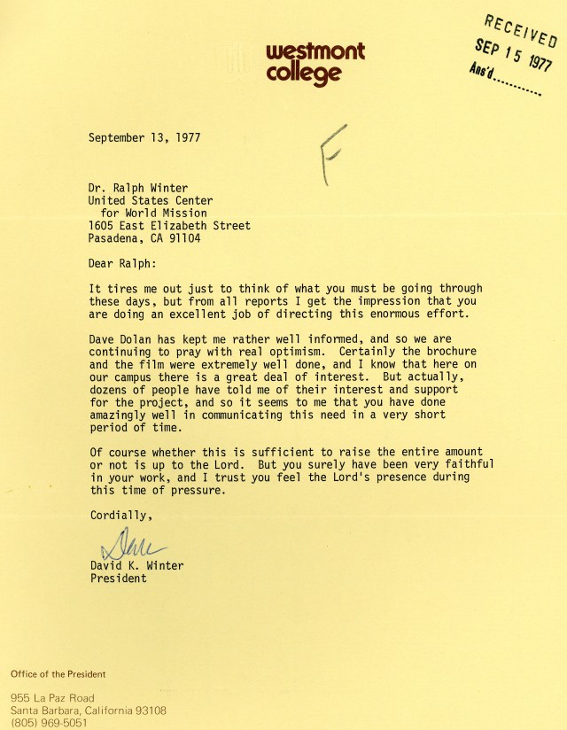 David Winter to RDW Letter