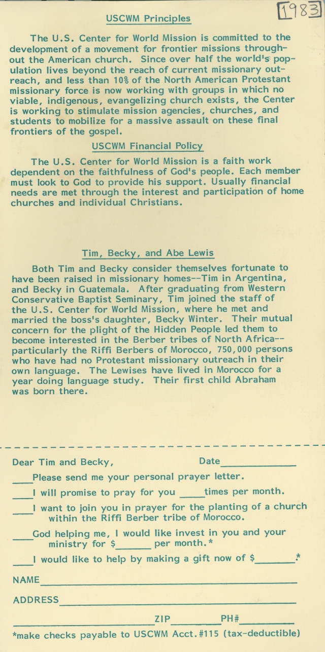 Lewis Prayer Card 1983 p1
