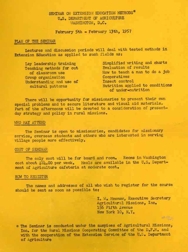 Agriculture Seminar February 1957