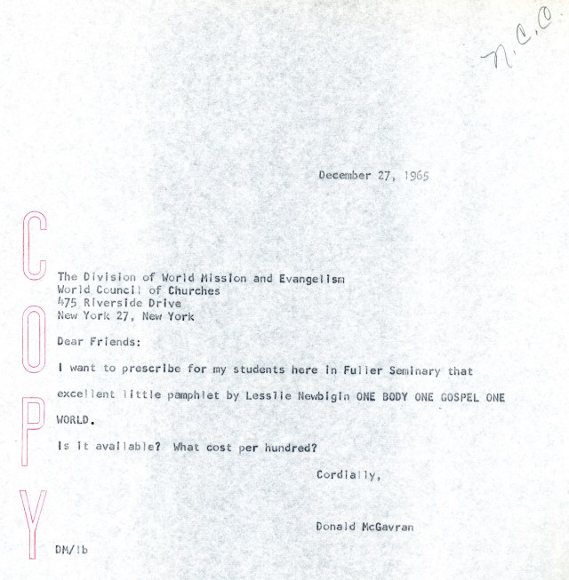 McG to WCC Letter 12 27 1965