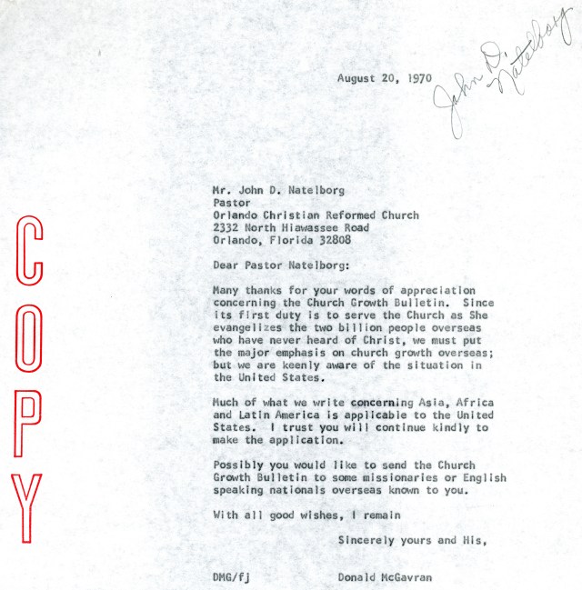 McG to John Natelborg Letter 8 20 1970