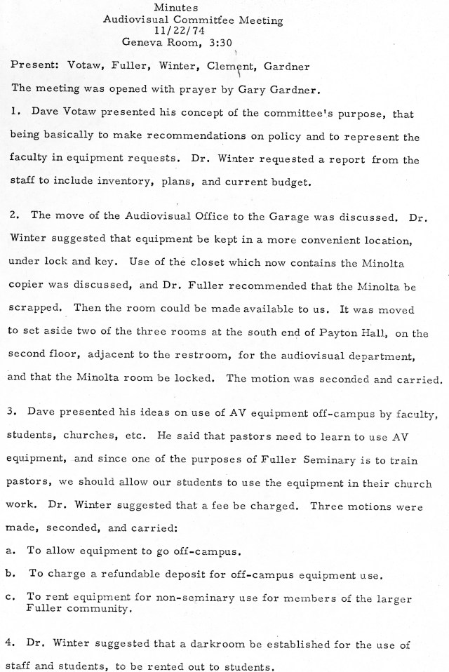 AV Committee Minutes 11 22 1974 p1