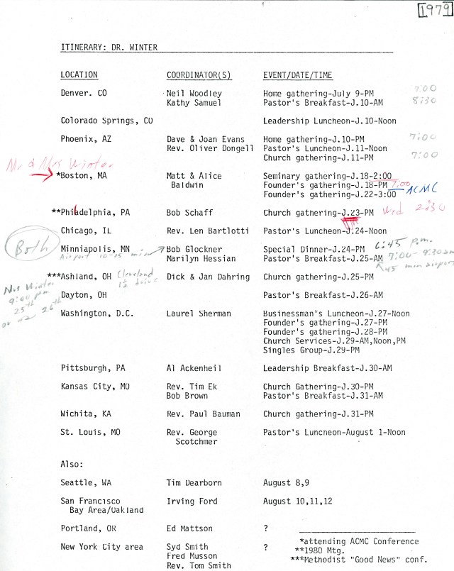 Winter Itinerary JulAug 1979