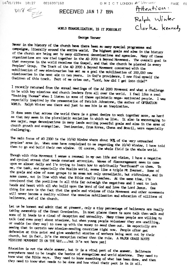 World Evangelization by George Verwer p1